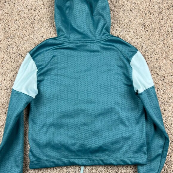 Nike Hoodie Girls Large Blue Green Dri Fit Swoosh Logo w Pocket Pullover - Picture 7 of 7
